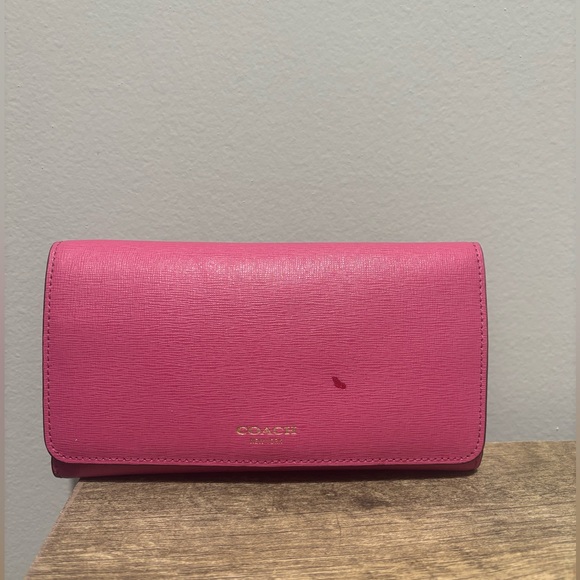 Coach Saffiano Leather Checkbook Wallet - Picture 1 of 9